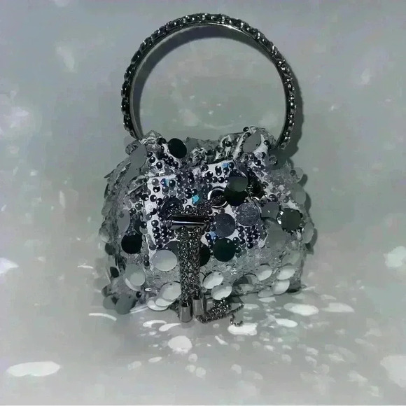 Tassel Sequin Shoulder Bag with Round Handle Underarm Bags Women Girl - Picture 3 of 9